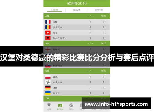 汉堡对桑德豪的精彩比赛比分分析与赛后点评